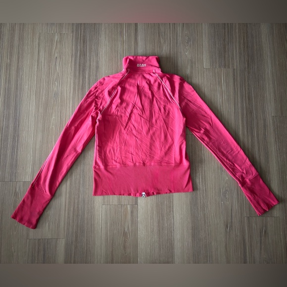 Y2K VTG BEBE Sport Track Jacket Coral Pink Stripe Full Zip Logo Women M USA Gym - Picture 2 of 12